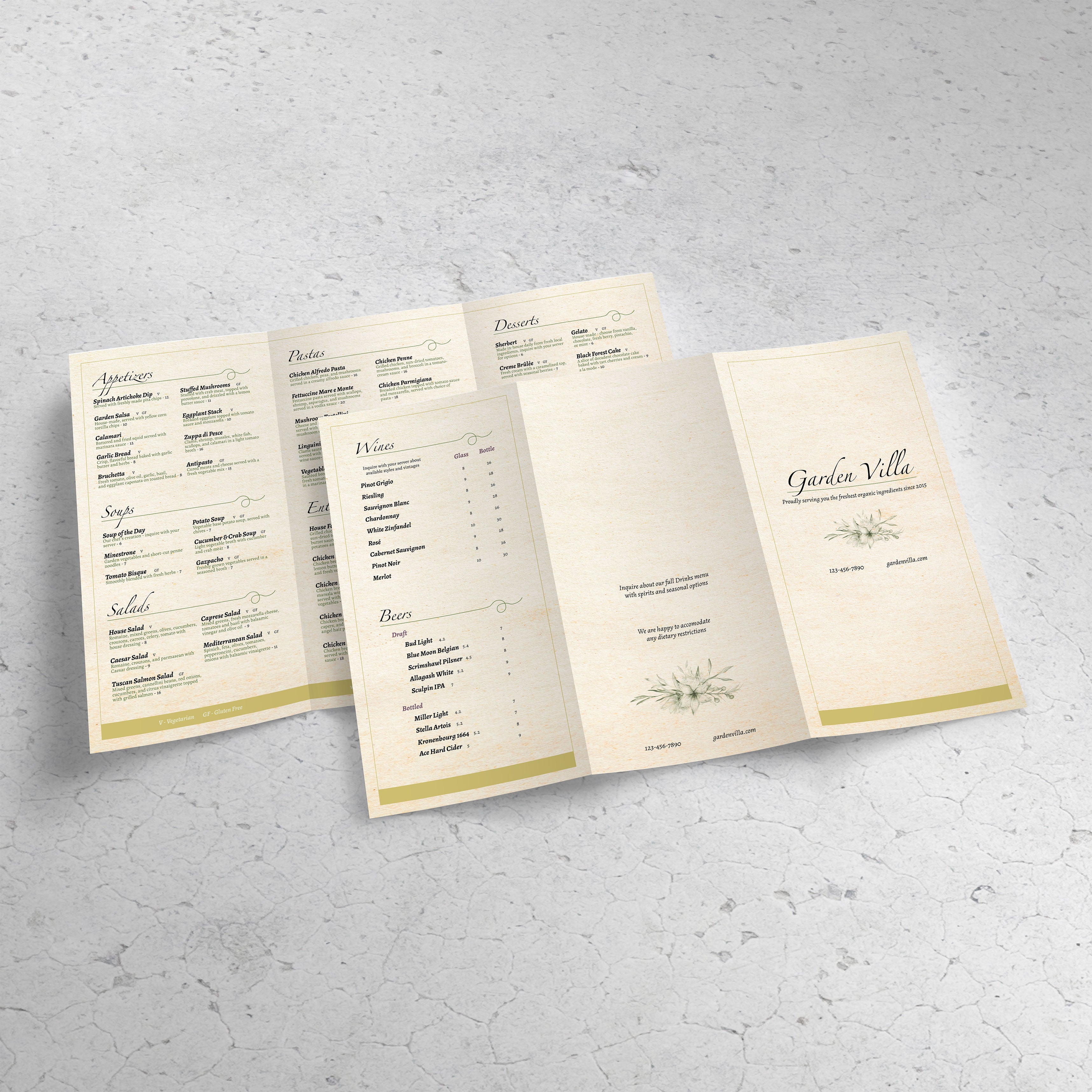 Italian garden menu discount