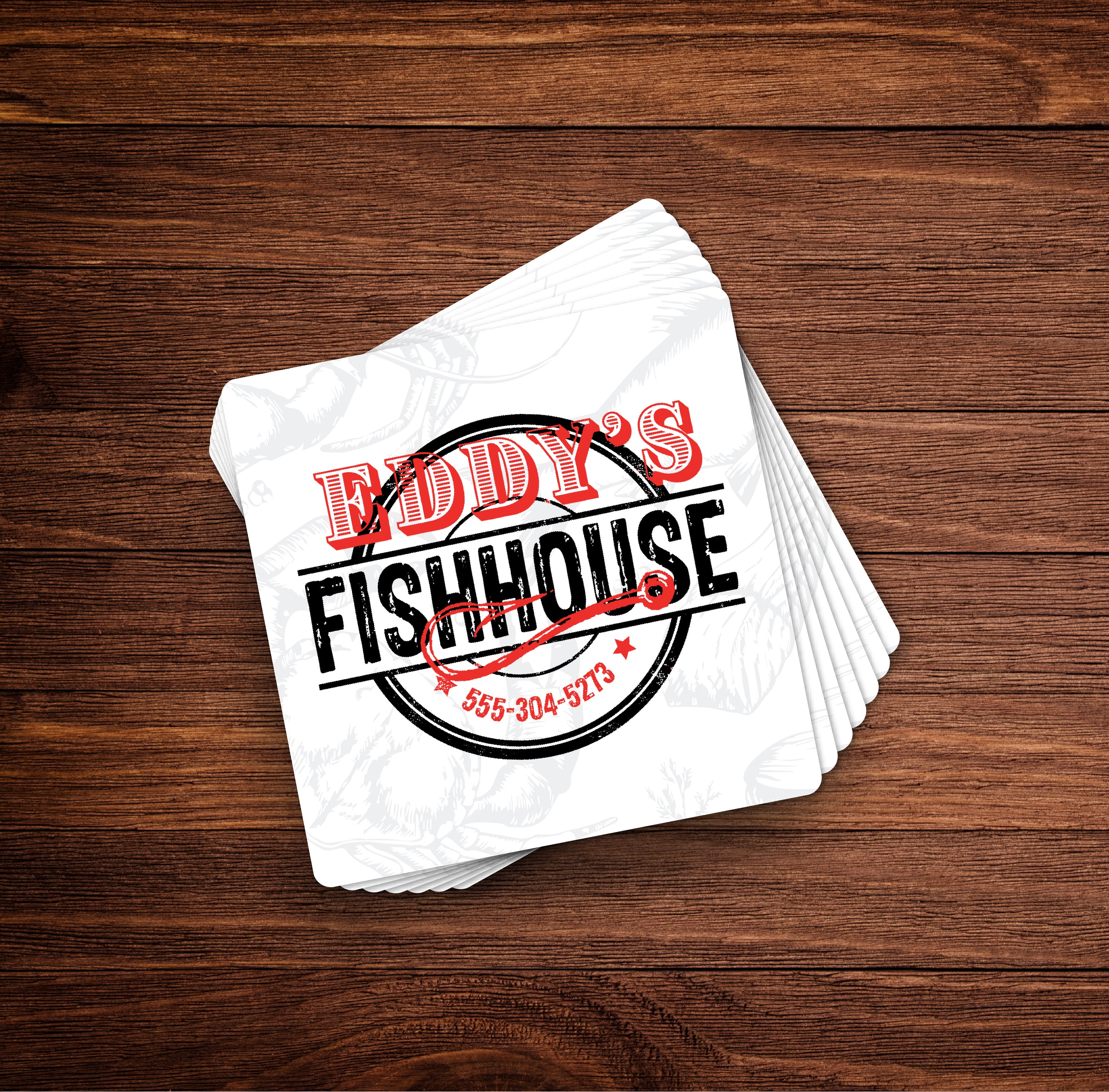 Upscale Fish House Menu - Drink Coasters Design Template