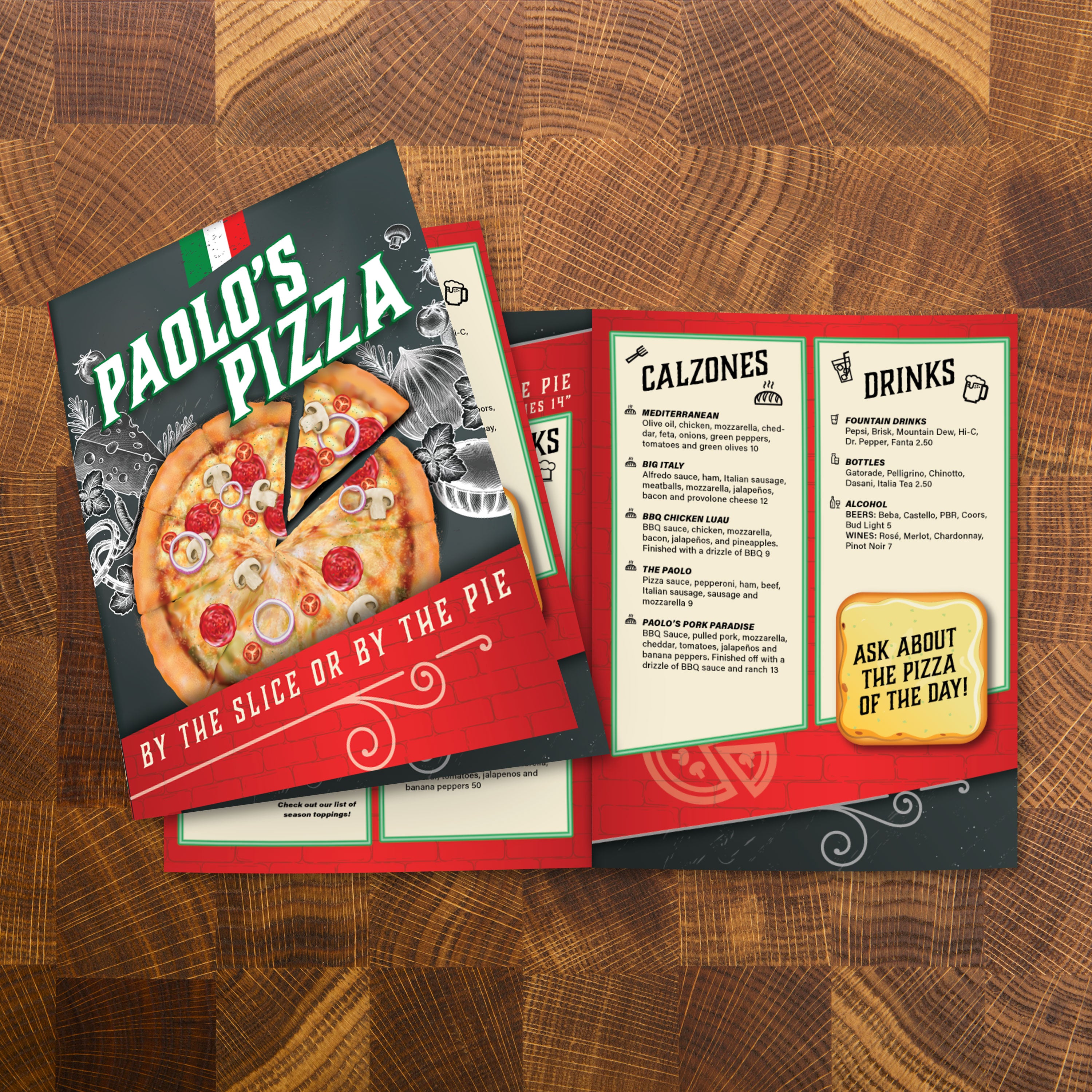 Paolo&rsquo;s Pizza Template 11&quot; x 17&quot; Bifold