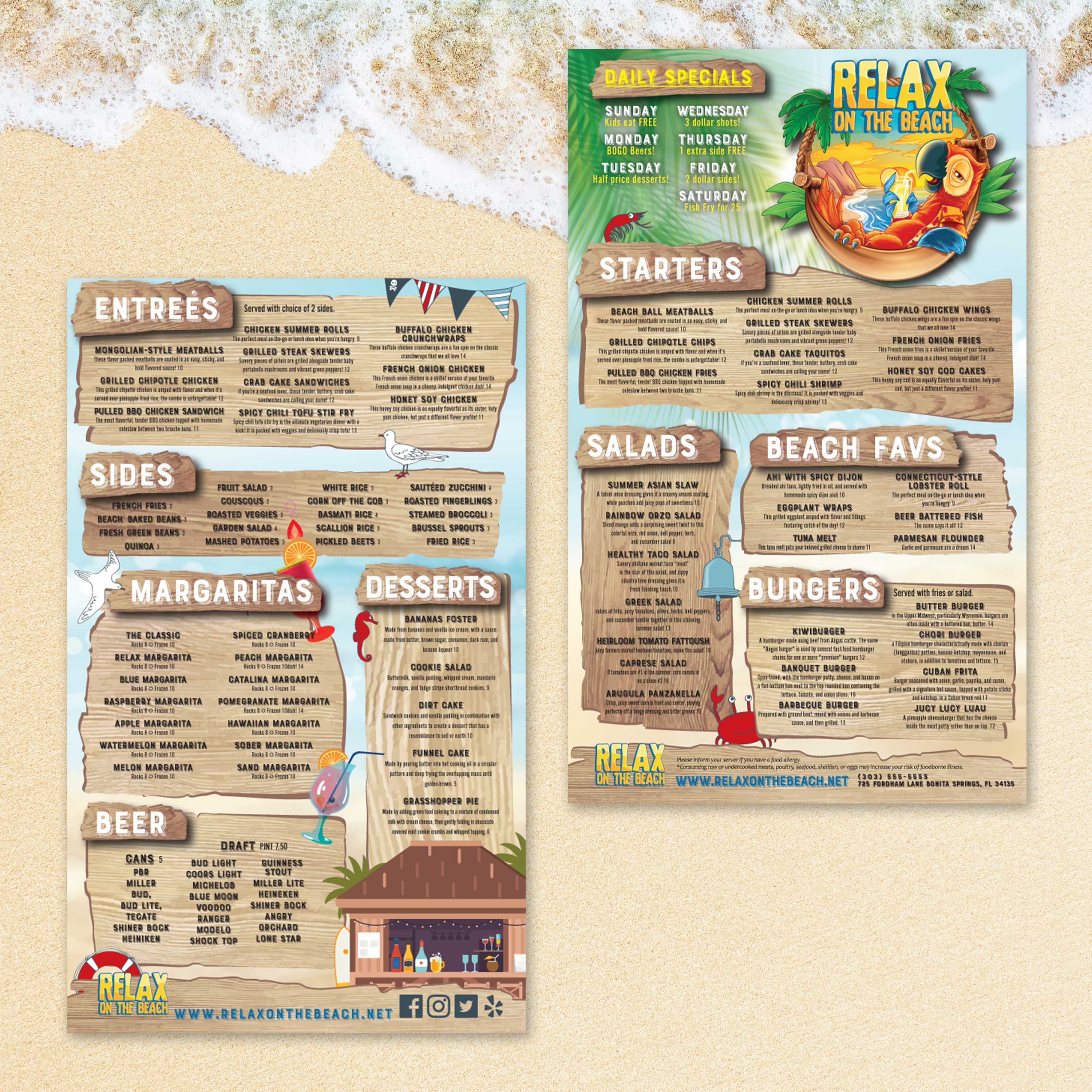 Beach Menu Template 8.5 x 14