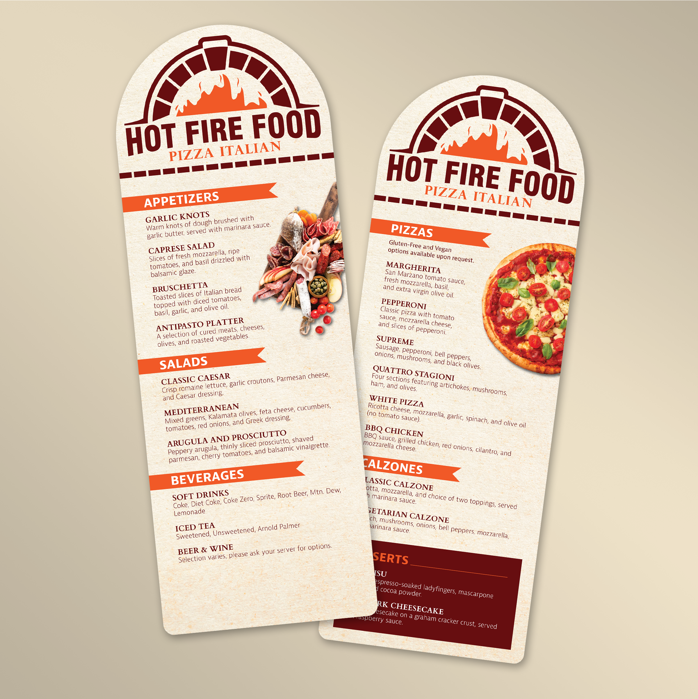 Hot Fire Pizza Die-Cut Menu Template
