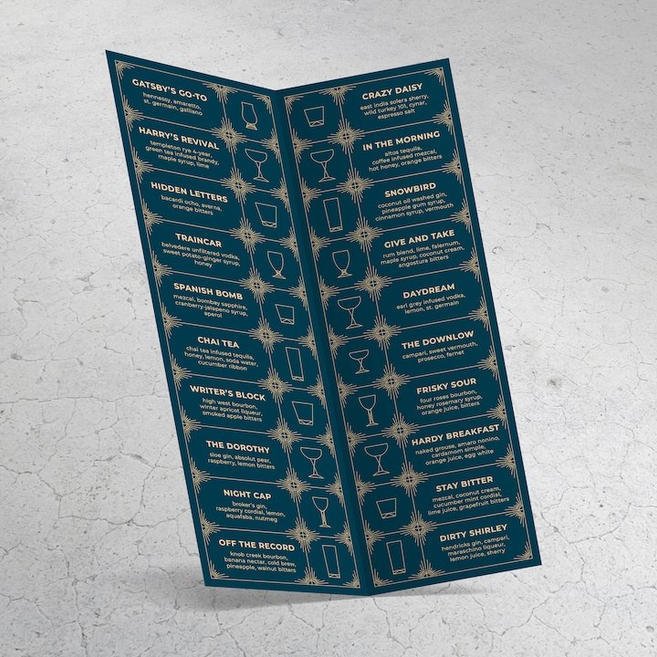 11" x 17" Bi-Fold Waterproof Menus - TerraSlate Waterproof Paper