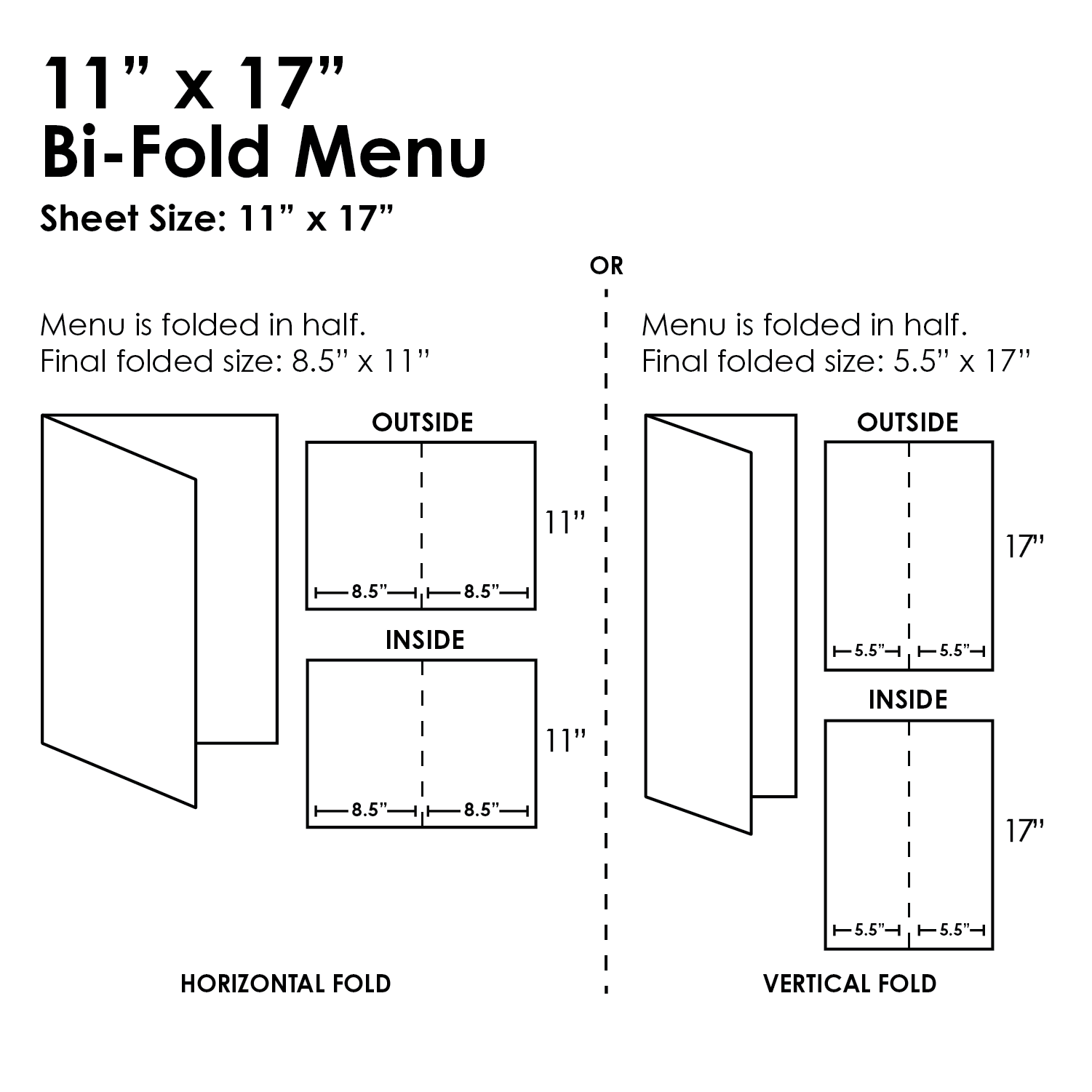 11" x 17" Bi-Fold Waterproof Menus