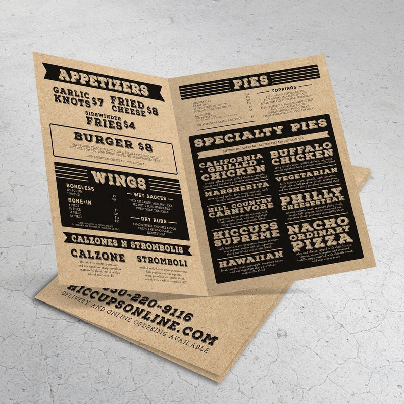 12" x 18" Bi-Fold Waterproof Menus - TerraSlate Waterproof Paper