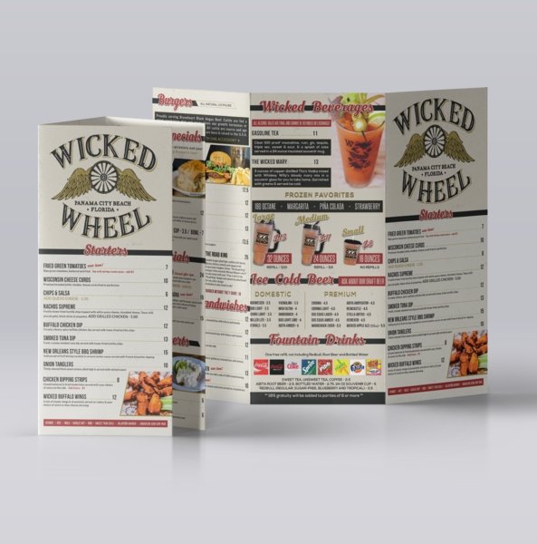 12" x 18" Tri-Fold Waterproof Menus - TerraSlate Waterproof Paper