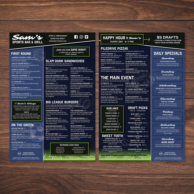 Sports Bar Template 12" x 18"