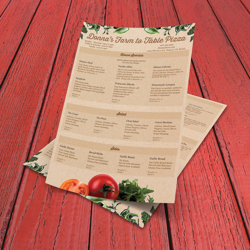 Table 34 Menu Table Menu Card Template