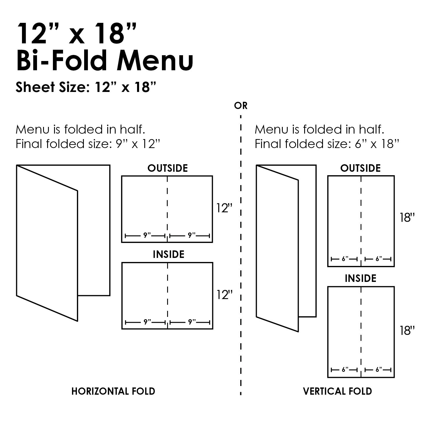 12" x 18" Bi-Fold Waterproof Menus