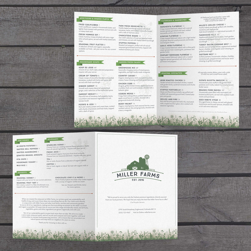 Farm to Table Template 13" x 19" Bifold