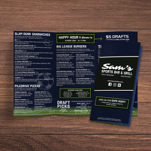 Sports Bar Template 13" x 19" Trifold