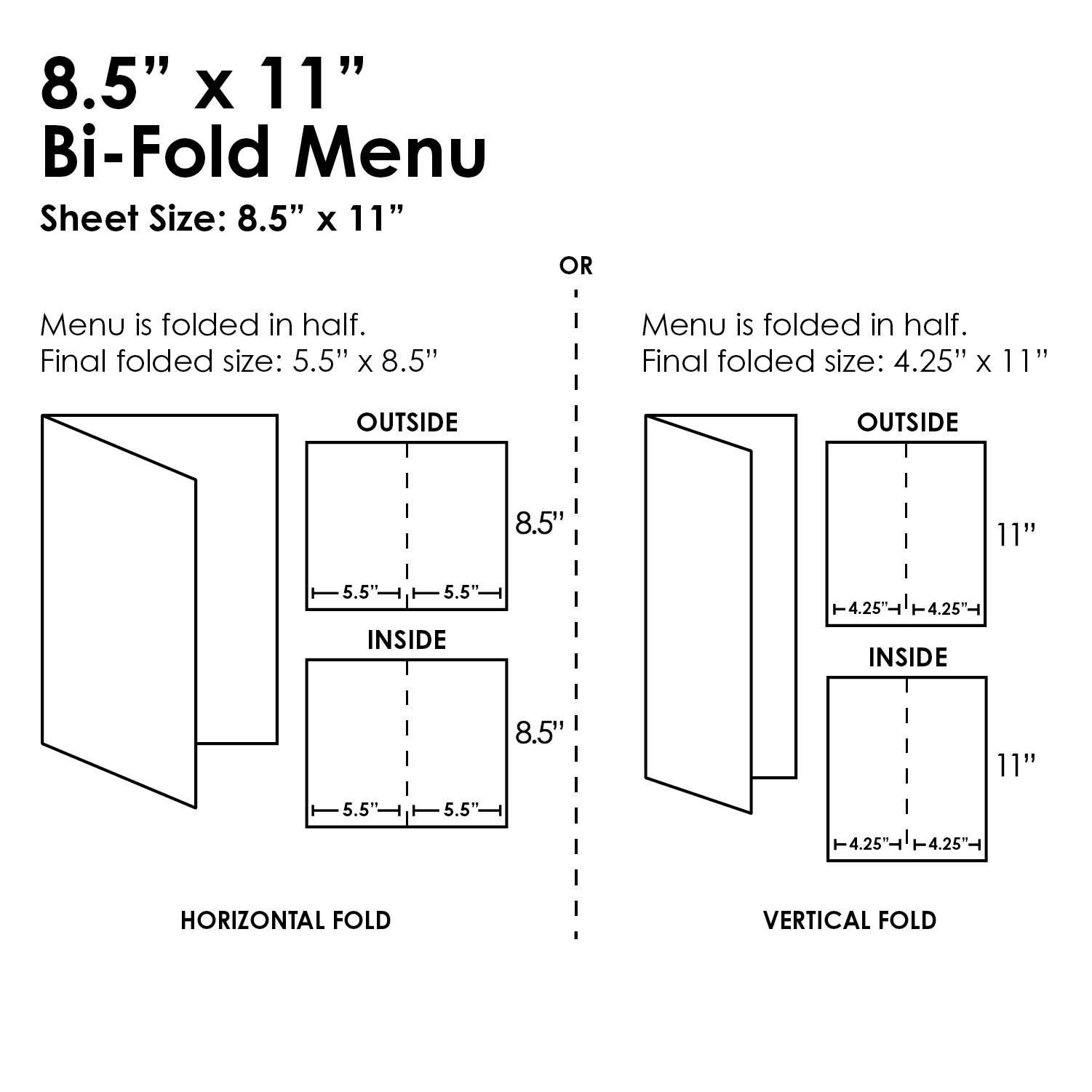 8.5" x 11" Bi-Fold Waterproof Menus