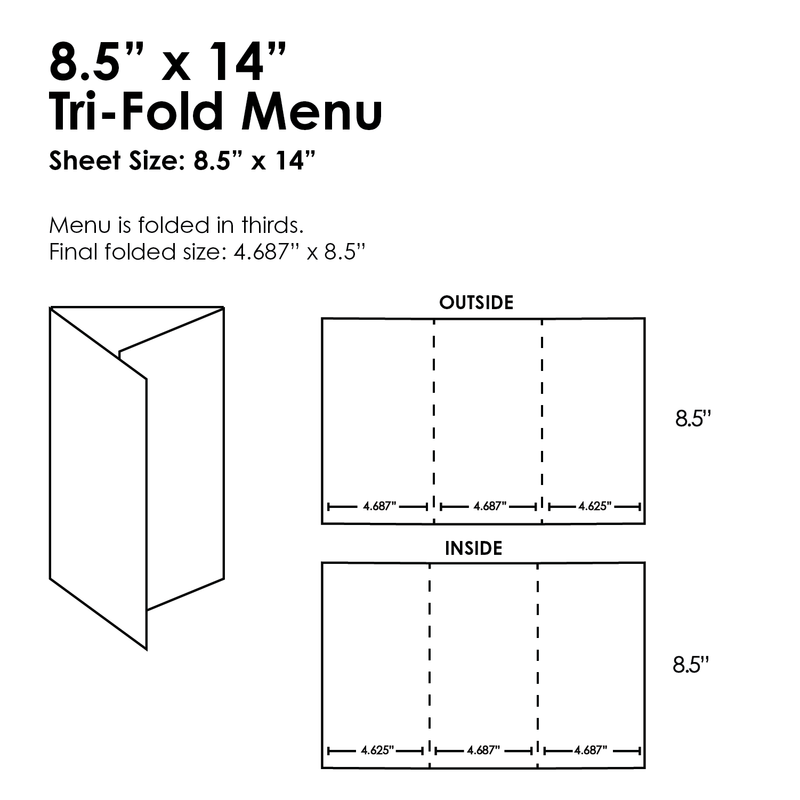 8.5" x 14" Tri-Fold Waterproof Menus