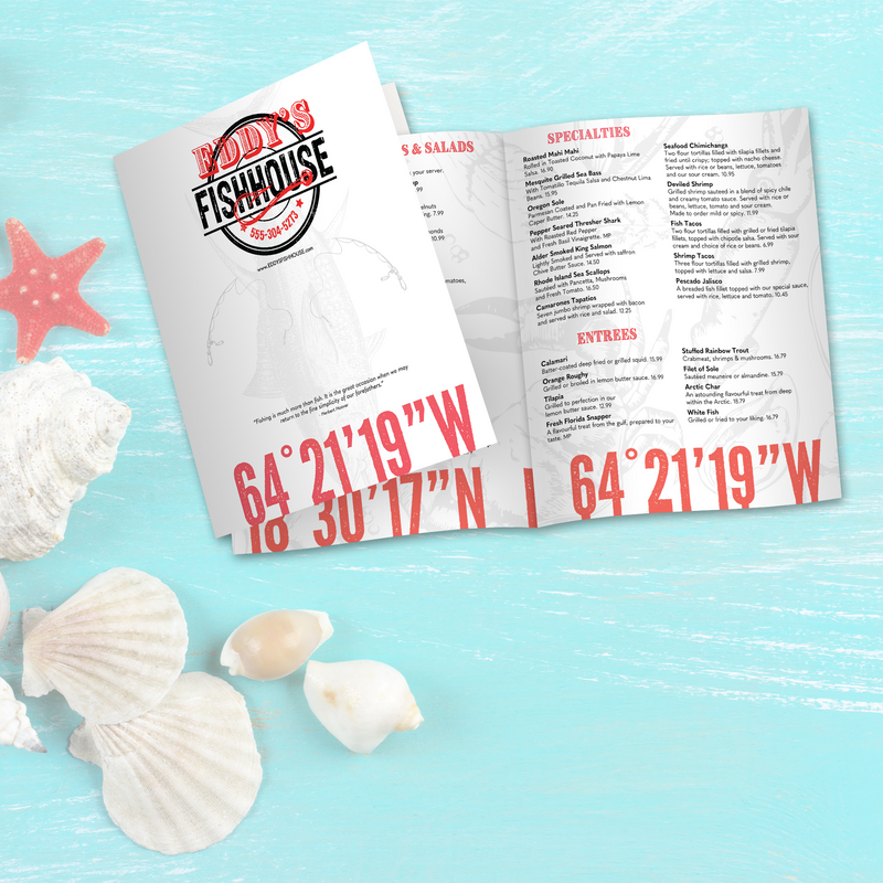 Upscale Fish House Menu Template - 13" x 19" Bi-Fold