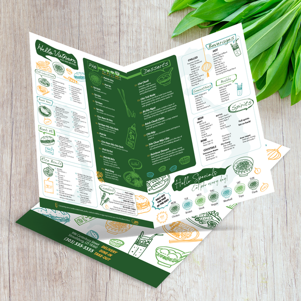 Hello Vietnam Menu Template 12" x 18" Bi-Fold