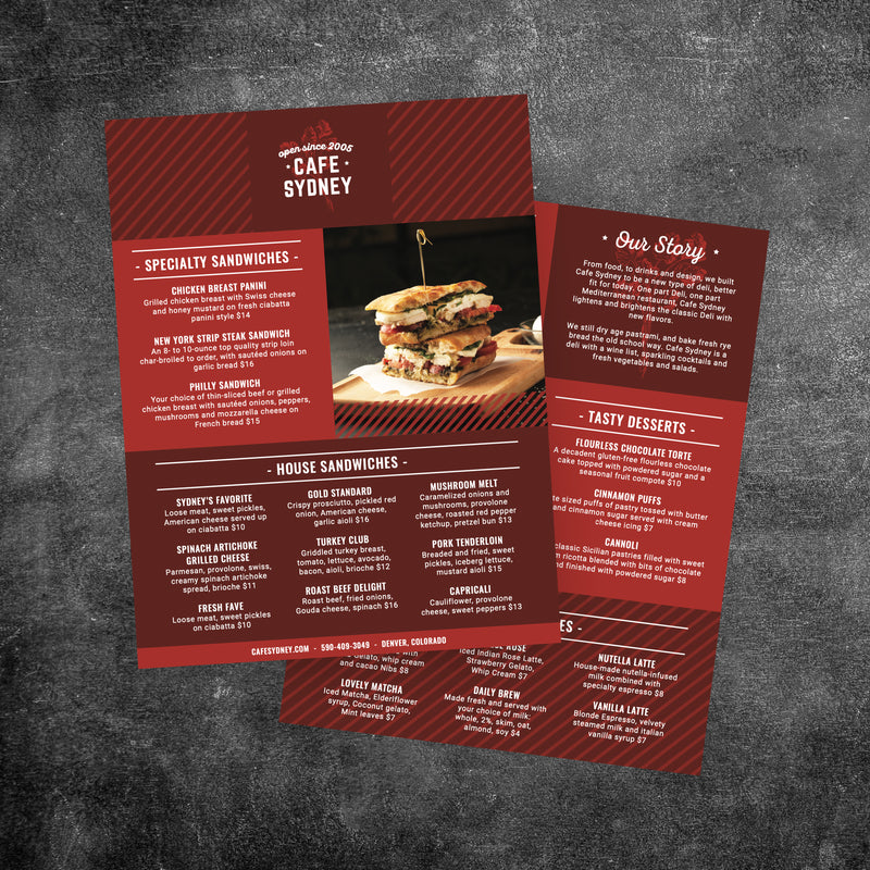 Modern Cafe Menu Template 8.5" x 11"