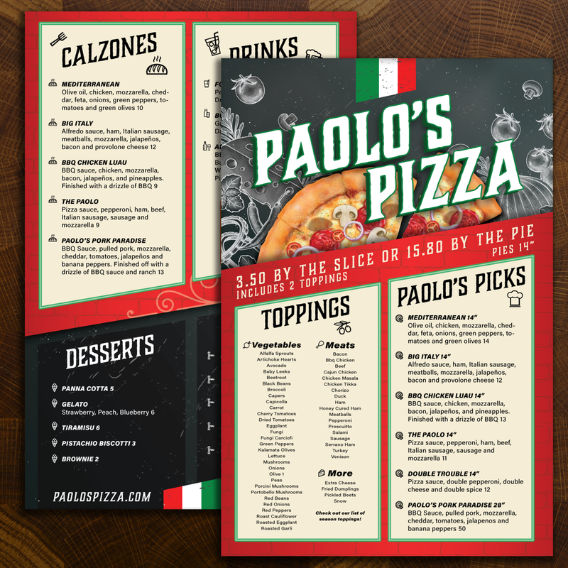 Paolo's Pizza Template 12" x 18"