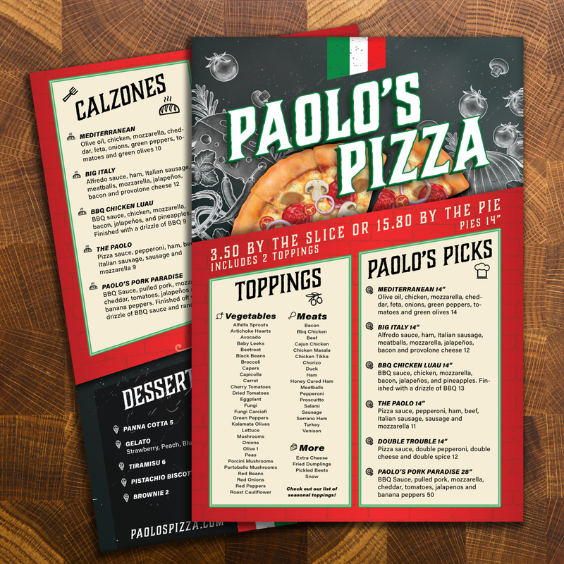 Paolo's Pizza Template 13" x 19"