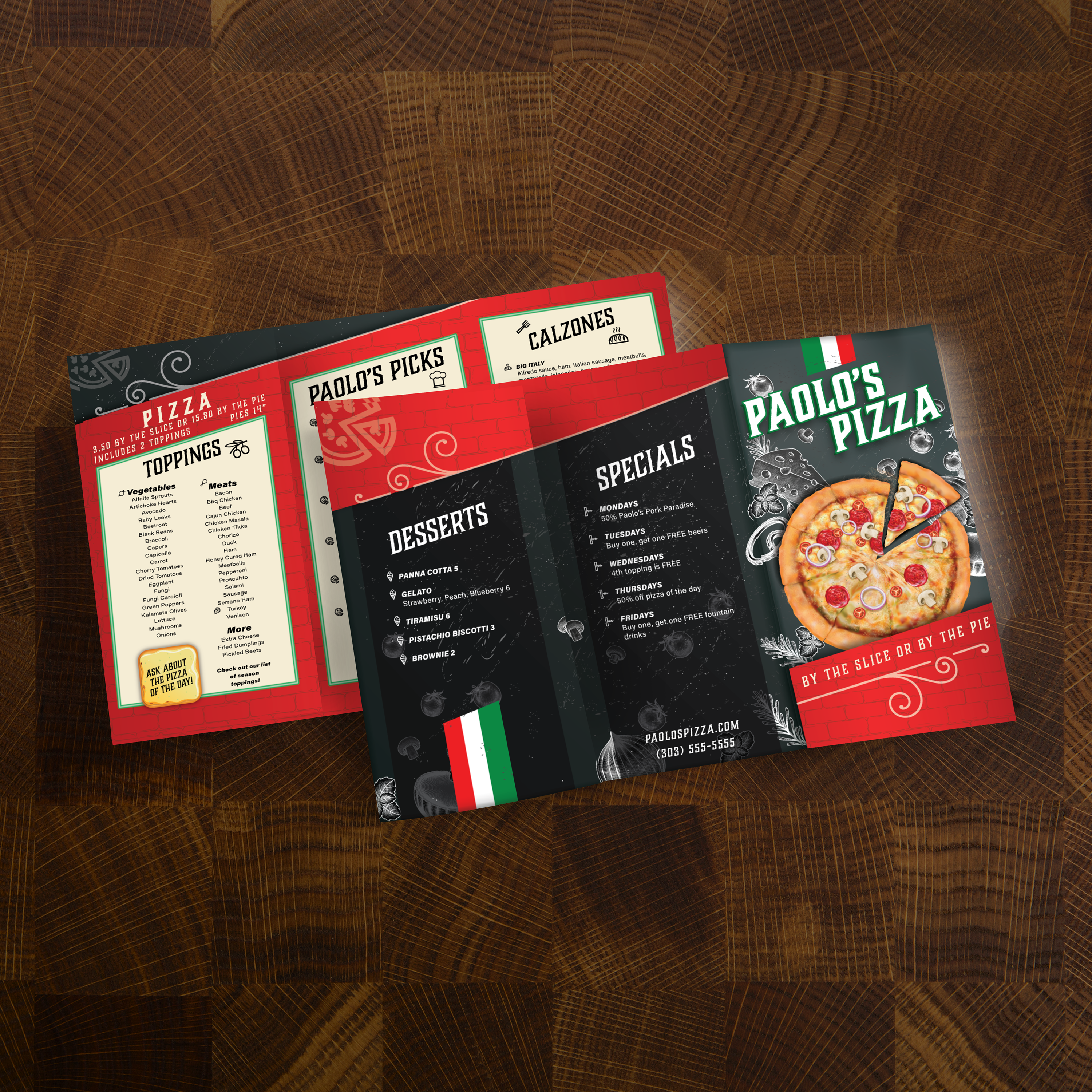 Paolo's Pizza Template 13" x 19" Trifold