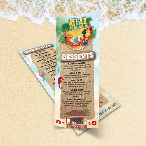 Beach Menu Template 4.25" x 11"