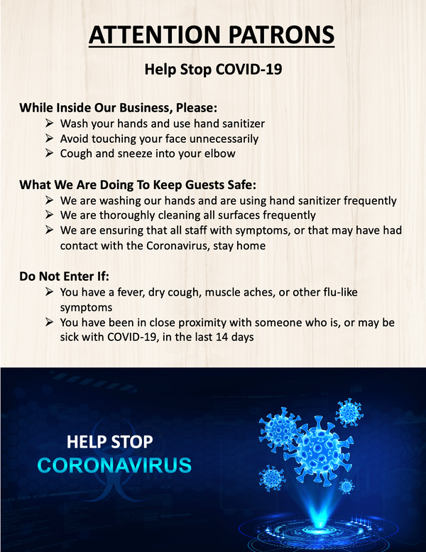 Coronavirus & COVID-19 Printed Sign