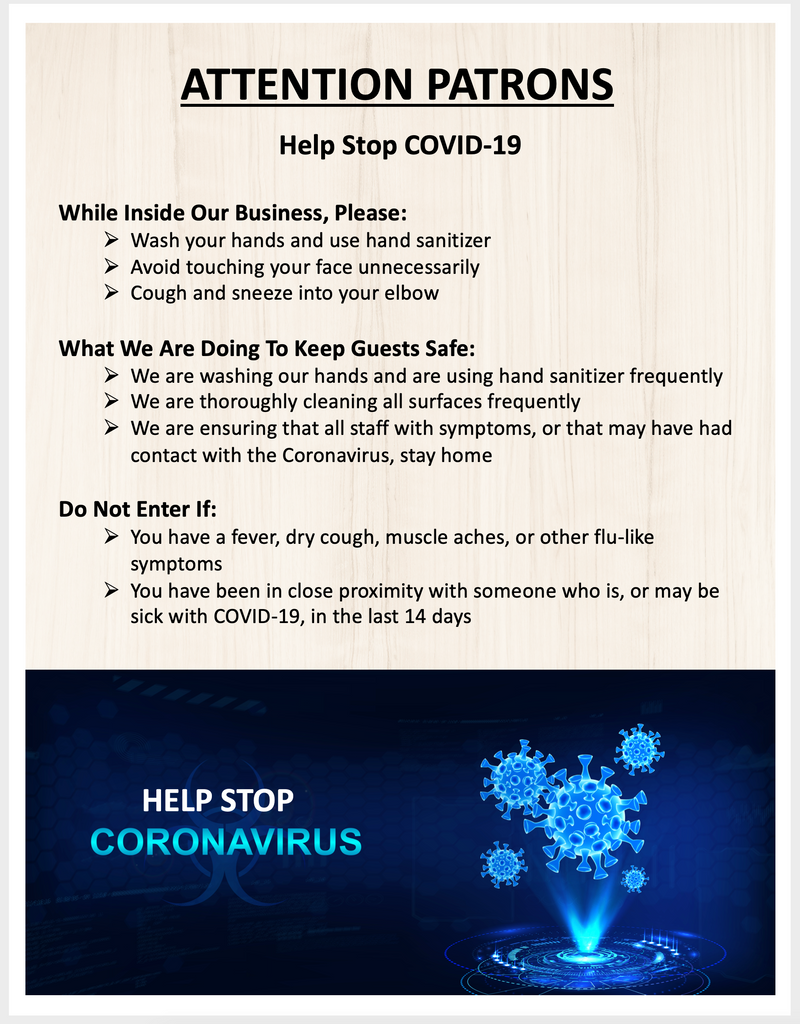 Free: Download & Print Coronavirus & COVID-19 Sign