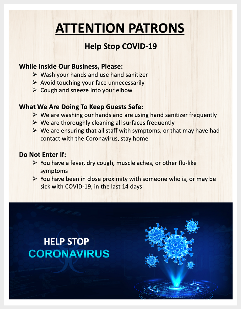 Free: Download & Print Coronavirus & COVID-19 Sign
