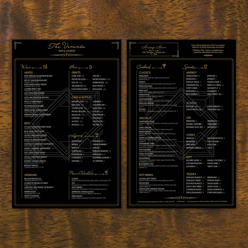 Bar & Lounge Template 11" x 17"