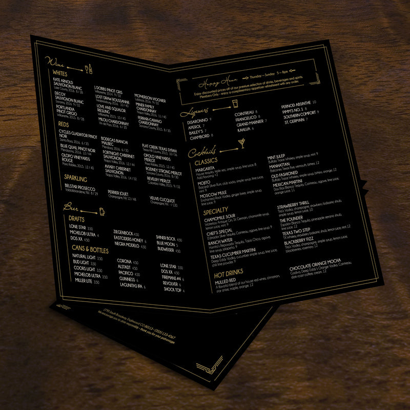 Bar & Lounge Template 13" x 19" Bifold